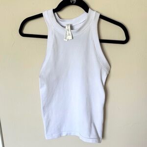 Athleta Ribbed White Tank Top
